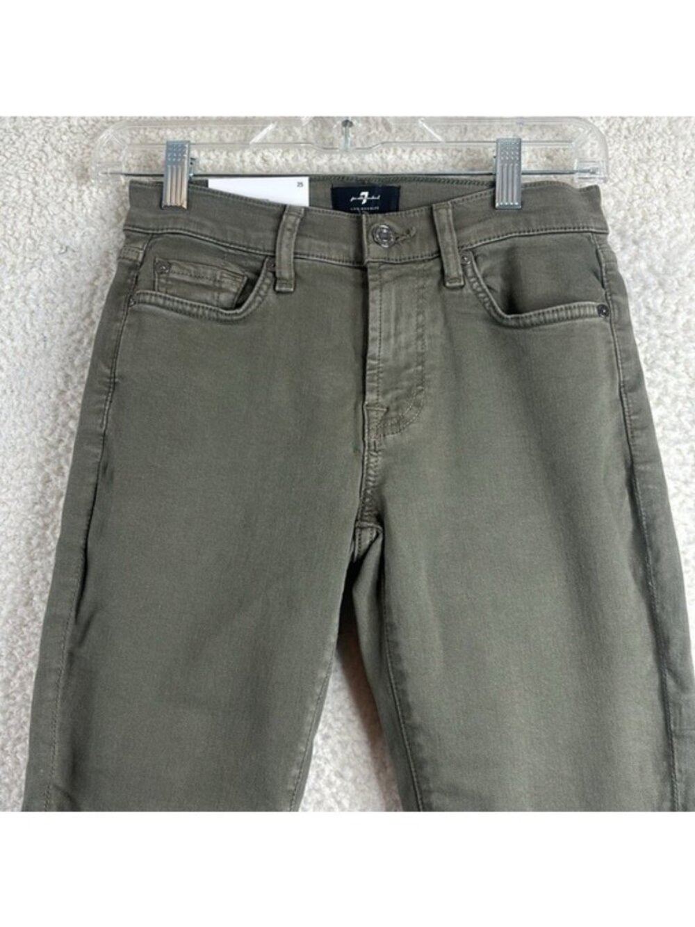 NWT 7 For All Mankind Womens Olive Green Stretch Ankle Skinny Jeans Size 25 - Picture 3 of 12